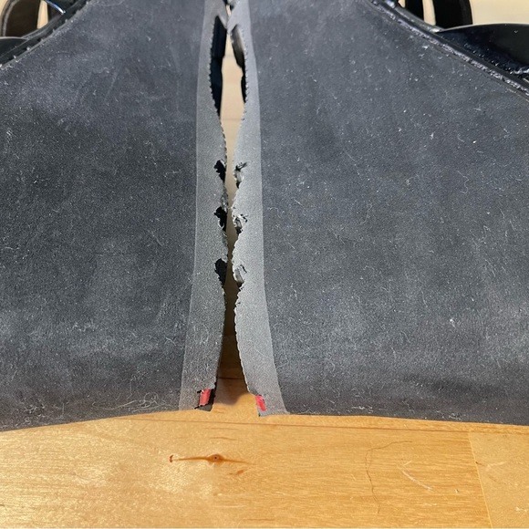 Prada Sport Black Patent Leather Wedge Platform Ankle Strap Sandals Size 39 - Picture 9 of 15